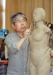 木彫　磯尾健一　二代目　柏里　無我　共箱 祖父から3代続く郷土作家 日展会員「磯尾柏里」の世界 彫塑や